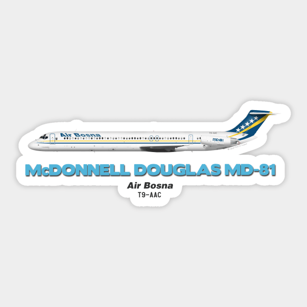 McDonnell Douglas MD-81 - Air Bosna Sticker by TheArtofFlying